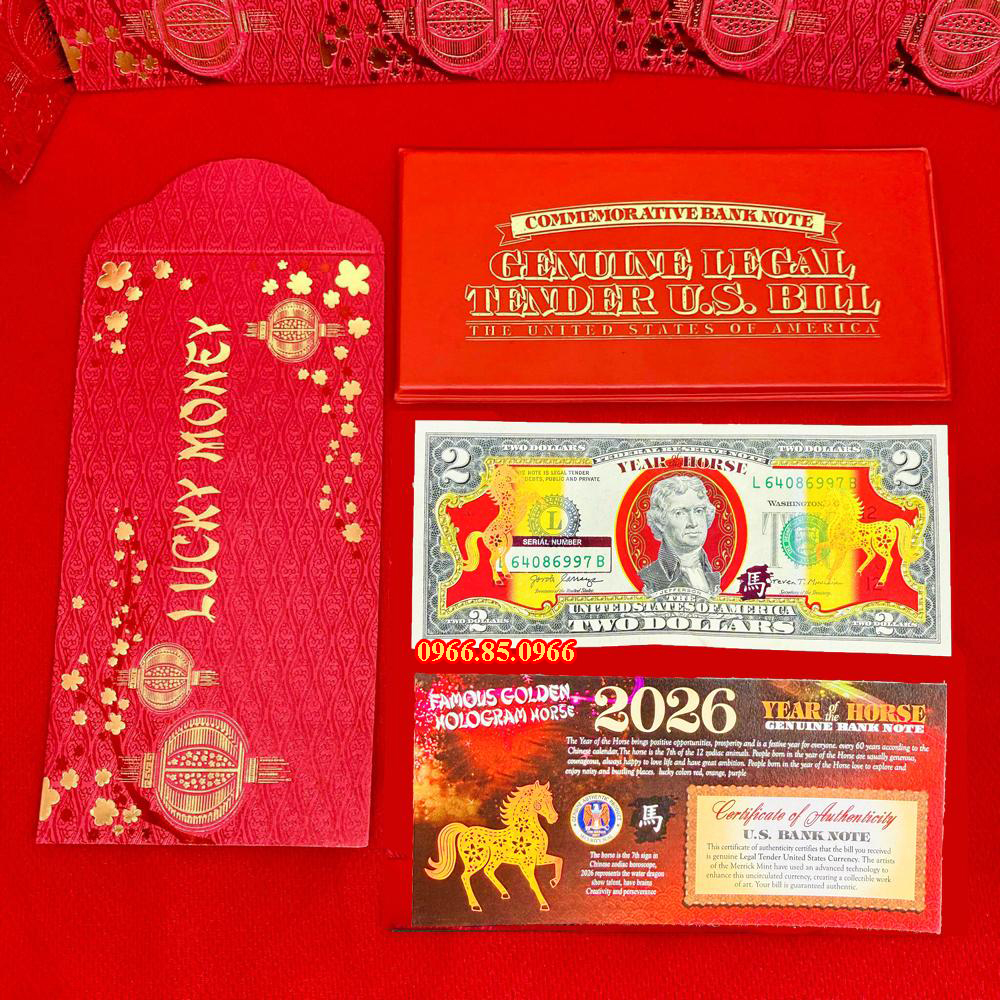 2 usd con ngựa mạ vàng